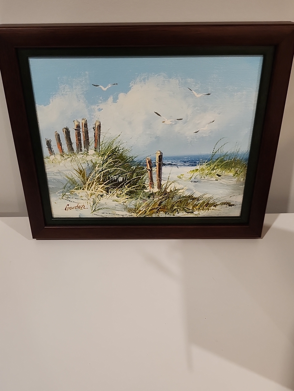 Seaside Dune Painting in Blue and Green